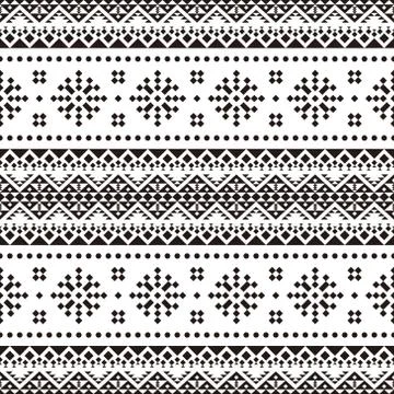 Seamless Ethnic Pattern in black and white color. Tribal Aztec Pattern Stock Illustration