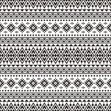 Seamless Ethnic Pattern in black and white color. Black White Tribal Aztec Pa Illustrazione stock