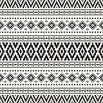 Seamless Ethnic Pattern in black and white color. Tribal Aztec Pattern Stock Illustration