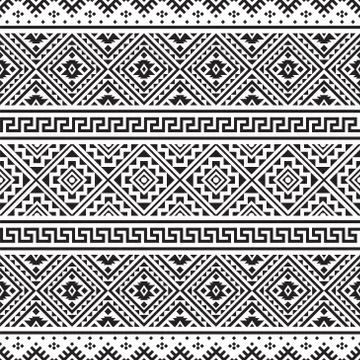 Seamless ethnic pattern in black and white color. Aztec tribal vector design Stock Illustration