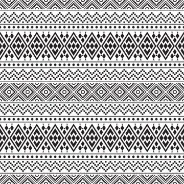 Seamless ethnic pattern in black and white color. Aztec tribal vector design Stock Illustration