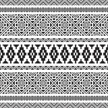 Seamless ethnic pattern in black and white color. Aztec tribal vector design Stock Illustration