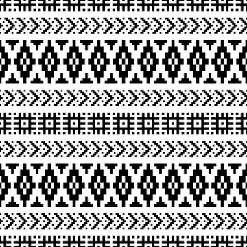Seamless ethnic pattern in black and white color. Aztec tribal vector design Stock Illustration