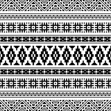Seamless ethnic pattern in black and white color. Aztec tribal vector design Stock Illustration