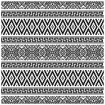 Seamless ethnic pattern in black and white color. Aztec tribal navajo native Illustrazione stock