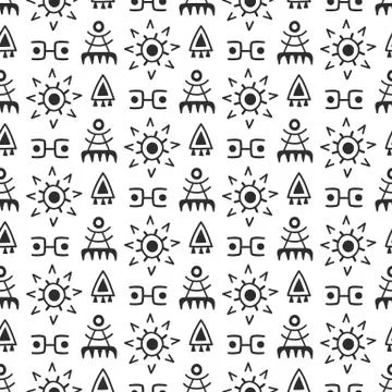Seamless ethnic pattern. Hand drawn abstract background Illustrazione stock