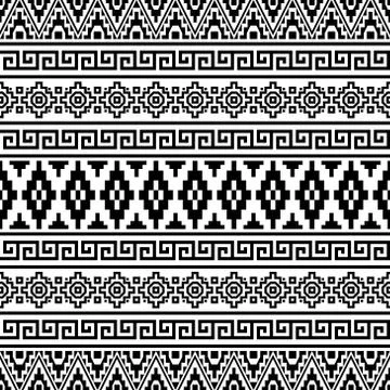 Seamless Ethnic Pattern Illustration vector with tribal design in black and w Stock Illustration