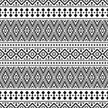 Seamless Ethnic Pattern Illustration vector with tribal design in black and w Stock Illustration