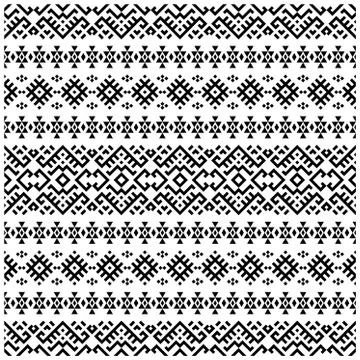 Seamless Ethnic Pattern Illustration vector with tribal design in black and w Stock Illustration