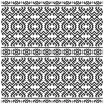 Seamless Ethnic Pattern Illustration vector with tribal design in black and w Stock Illustration