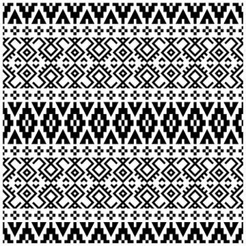 Seamless Ethnic Pattern Illustration vector with tribal design in black and w Stock Illustration