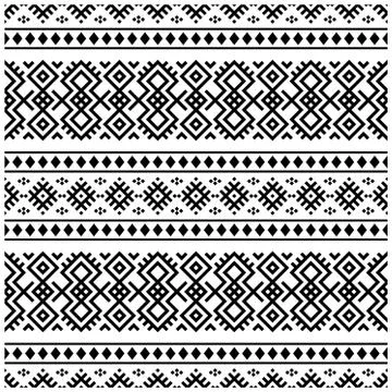 Seamless Ethnic Pattern Illustration vector with tribal design in black and w Stock Illustration