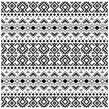 Seamless Ethnic Pattern Illustration vector with tribal design in black and w Stock Illustration