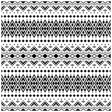Seamless Ethnic Pattern Illustration vector with tribal design in black and w Stock Illustration
