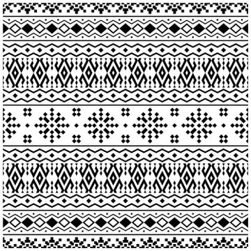Seamless Ethnic Pattern Illustration vector with tribal design in black white Stock Illustration