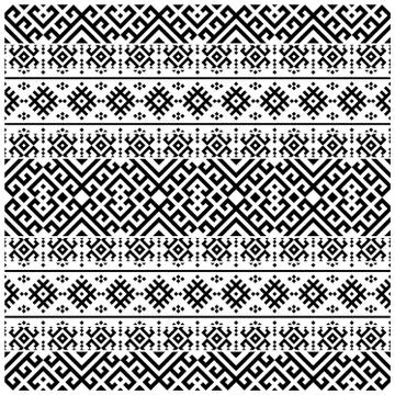 Seamless Ethnic Pattern Illustration vector with tribal design in black and w Stock Illustration