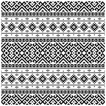Seamless Ethnic Pattern Illustration vector with tribal design in black and w Illustrazione stock