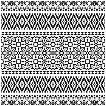Seamless Ethnic Pattern Illustration vector with tribal design in black and w Stock Illustration