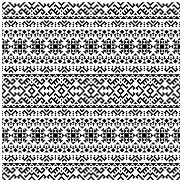 Seamless Ethnic Pattern Illustration vector with tribal design in black and w Stock Illustration