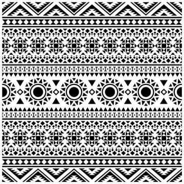 Seamless Ethnic Pattern Illustration vector with tribal design in black and w Stock Illustration