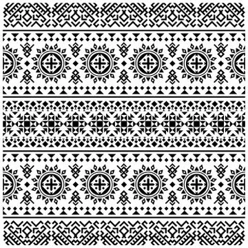 Seamless Ethnic Pattern Illustration vector with tribal design in black and w Stock Illustration
