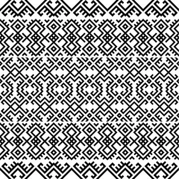 Seamless Ethnic Pattern Illustration vector with tribal design in black and w Illustrazione stock