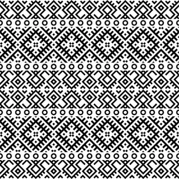 Seamless Ethnic Pattern Illustration vector with tribal design in black and w Stock Illustration