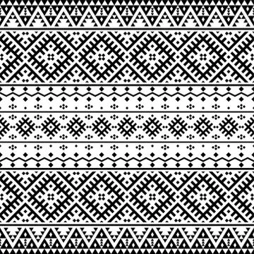 Seamless Ethnic Pattern Illustration vector with tribal design in black and w Stock Illustration