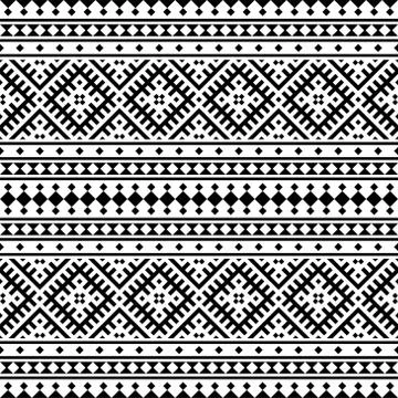 Seamless Ethnic Pattern Illustration vector with tribal design in black and w Stock Illustration