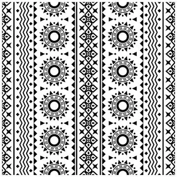 Seamless Ethnic Pattern Illustration vector with tribal design in black and w Stock Illustration