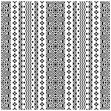 Seamless Ethnic Pattern Illustration vector with tribal design in black and w Stock Illustration