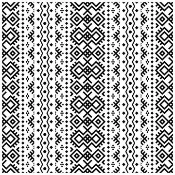 Seamless Ethnic Pattern Illustration vector with tribal design in black and w Stock Illustration
