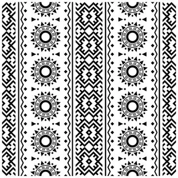 Seamless Ethnic Pattern Illustration vector with tribal design in black and w Stock Illustration