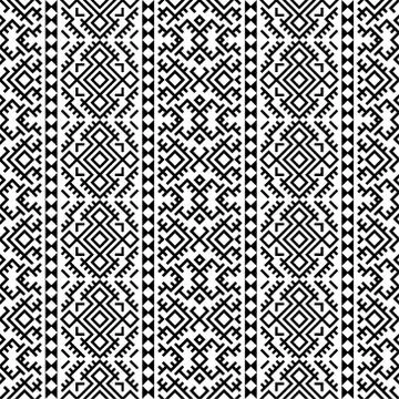 Seamless Ethnic Pattern Illustration vector with tribal design in black and w Stock Illustration
