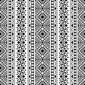 Seamless Ethnic Pattern Illustration vector with tribal design in black and w Stock Illustration