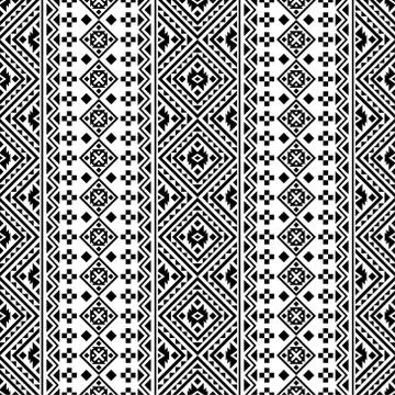 Seamless Ethnic Pattern Illustration vector with tribal design in black and w Illustrazione stock