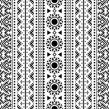 Seamless Ethnic Pattern Illustration vector with tribal design in black and w Stock Illustration