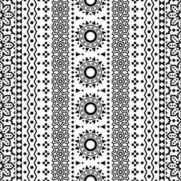 Seamless Ethnic Pattern Illustration vector with tribal design in black and w Stock Illustration