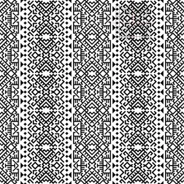 Seamless Ethnic Pattern Illustration vector with tribal design in black and w Stock Illustration