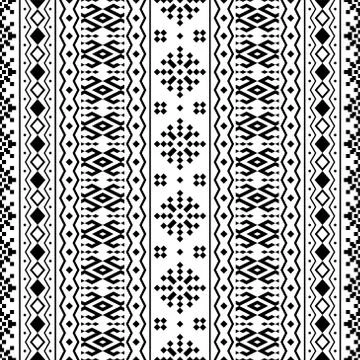 Seamless Ethnic Pattern Illustration vector with tribal design in black and w Illustrazione stock
