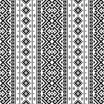Seamless Ethnic Pattern Illustration vector with tribal design in black and w Stock Illustration