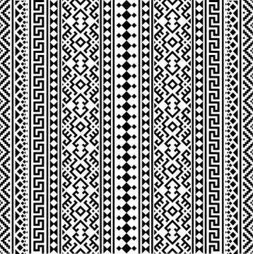 Seamless Ethnic Pattern Illustration vector with tribal design in black and w Stock Illustration