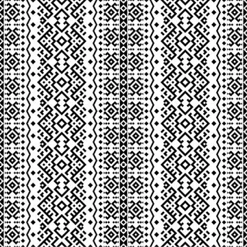 Seamless Ethnic Pattern Illustration vector with tribal design in black and w Stock Illustration