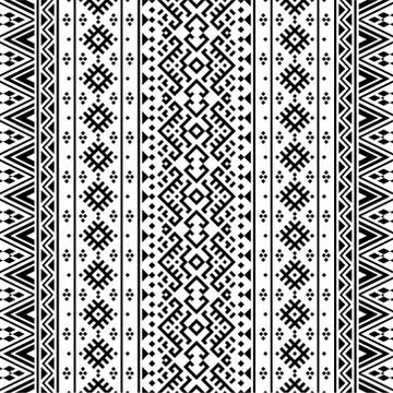 Seamless Ethnic Pattern Illustration vector with tribal design in black and w Stock Illustration