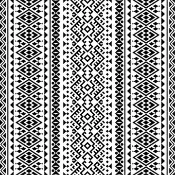 Seamless Ethnic Pattern Illustration vector with tribal design in black and w Stock Illustration