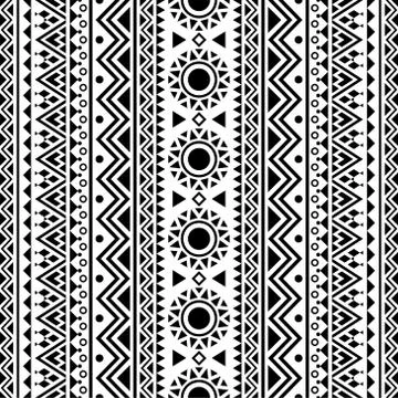 Seamless Ethnic Pattern Illustration vector with tribal design in black and w Illustrazione stock