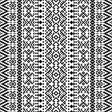 Seamless Ethnic Pattern Illustration vector with tribal design in black and w Stock Illustration