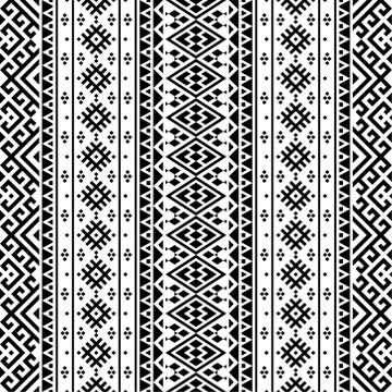 Seamless Ethnic Pattern Illustration vector with tribal design in black and w Stock Illustration