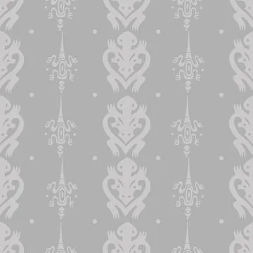 Seamless ethnic pattern with lizards and turtles in Maori style Stock Illustration