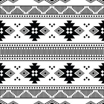 Seamless ethnic pattern in Native American style. Black and white colors. Stock Illustration